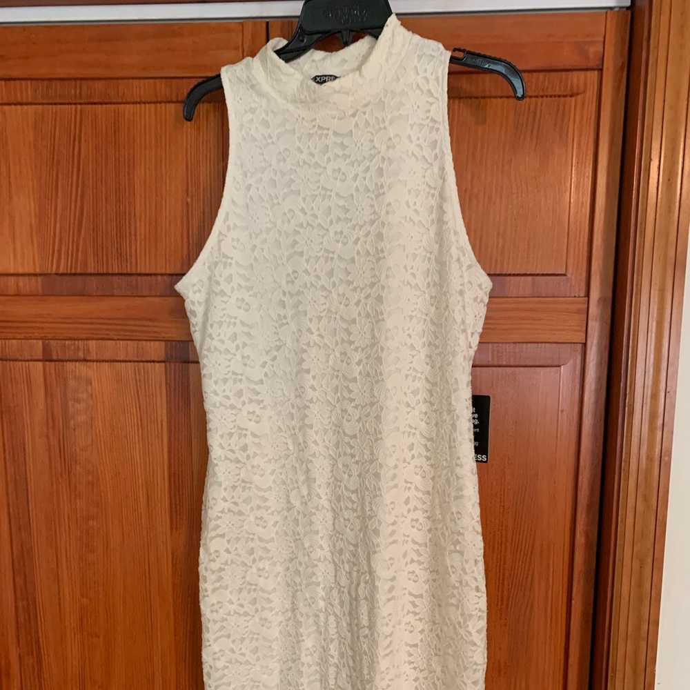 Express lace midi high neck dress